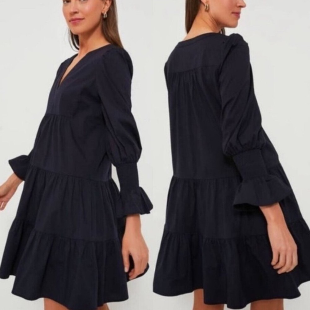 Tiered Long Sleeve Tuckernuck Pomander Place Black Classic Shirt Dress XL